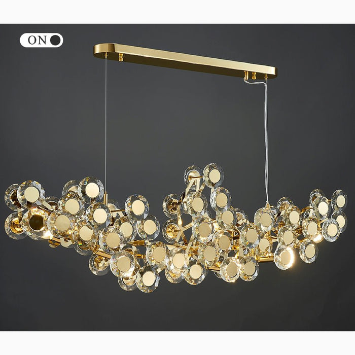 MIRODEMI Alfano Gold Creative Luxury Design Crystal LED Chandelier Rectangle Lights On
