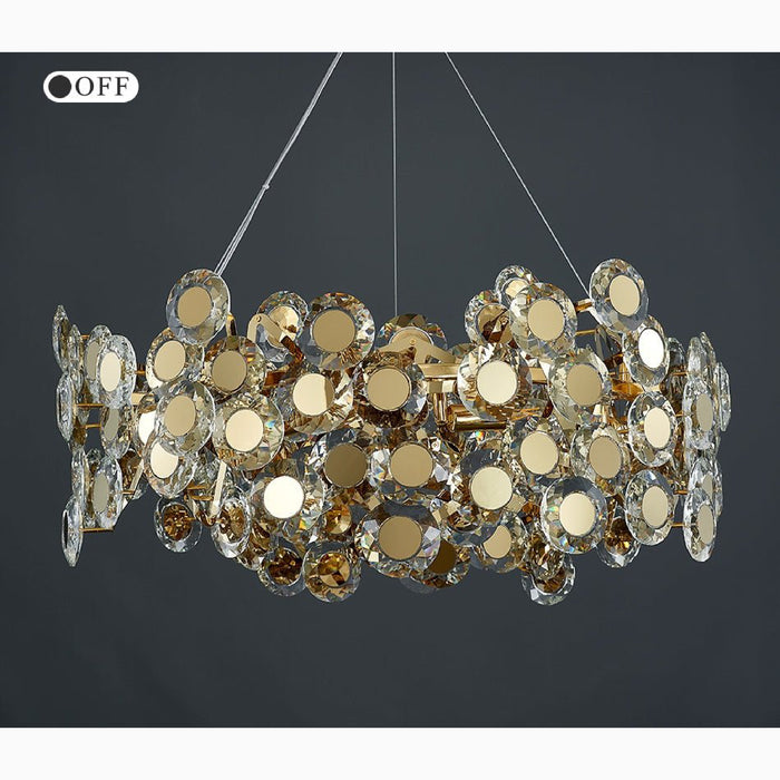 MIRODEMI Alfano Gold Creative Luxury Design Crystal LED Chandelier Round Lights Off