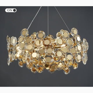 MIRODEMI Alfano Gold Creative Luxury Design Crystal LED Chandelier Round Lights On