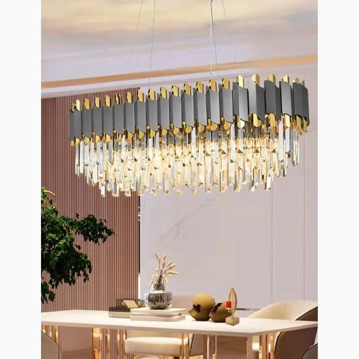 MIRODEMI® Alfianello | Gorgeous Creative Drum Gold/Black Crystal Hanging Lighting For Living Room