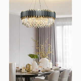 MIRODEMI® Alfianello | Creative Drum Gold/Black Crystal Hanging Lighting For Living Room