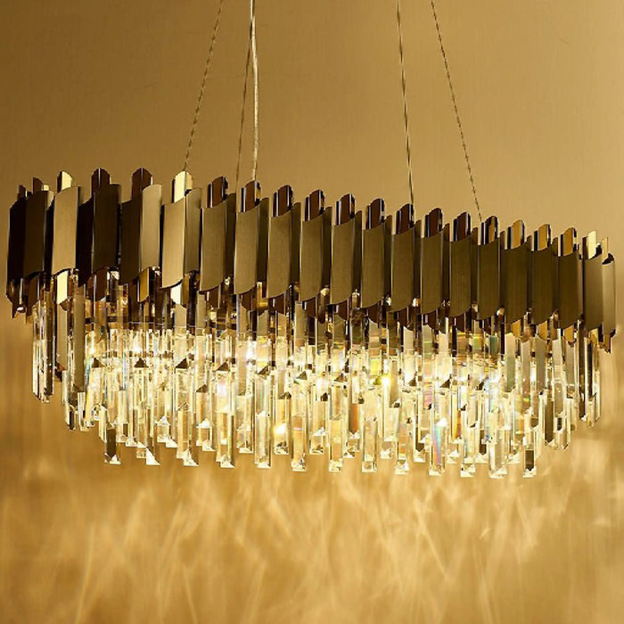 MIRODEMI® Alfianello | Creative Drum Gold/Black Crystal Hanging Lighting For House