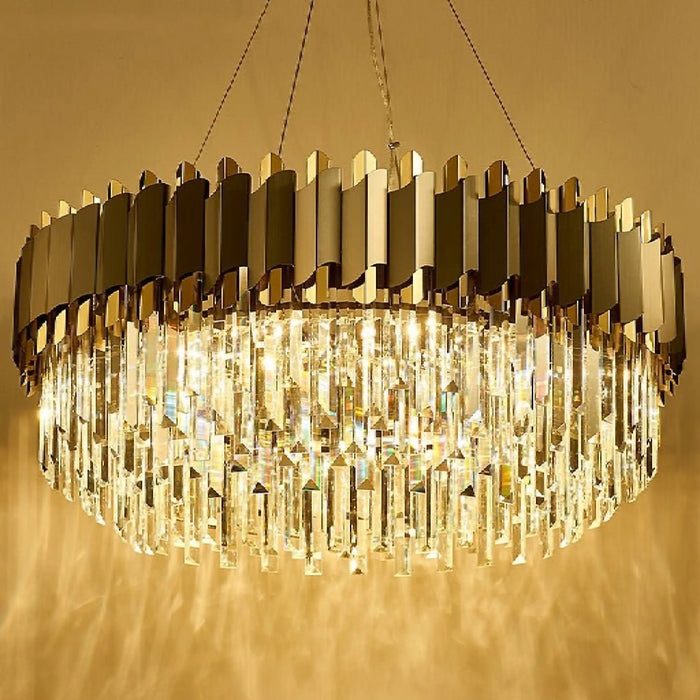 MIRODEMI® Alfianello | Creative Drum Gold/Black Crystal Hanging Lighting For Marvellous Home