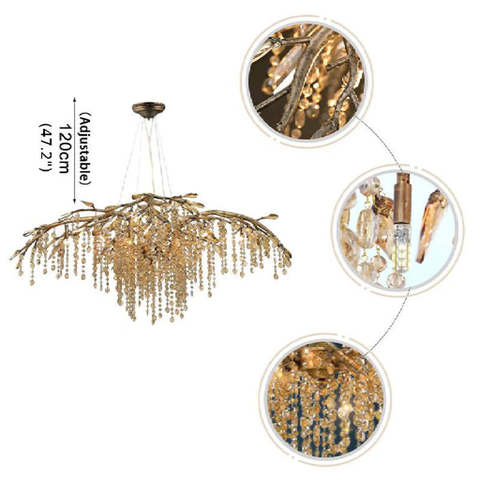 MIRODEMI® Alfiano Natta | Luxury Gold/Chrome Vintage Crystal Hanging Lamp For Elite Home Adjustable 
