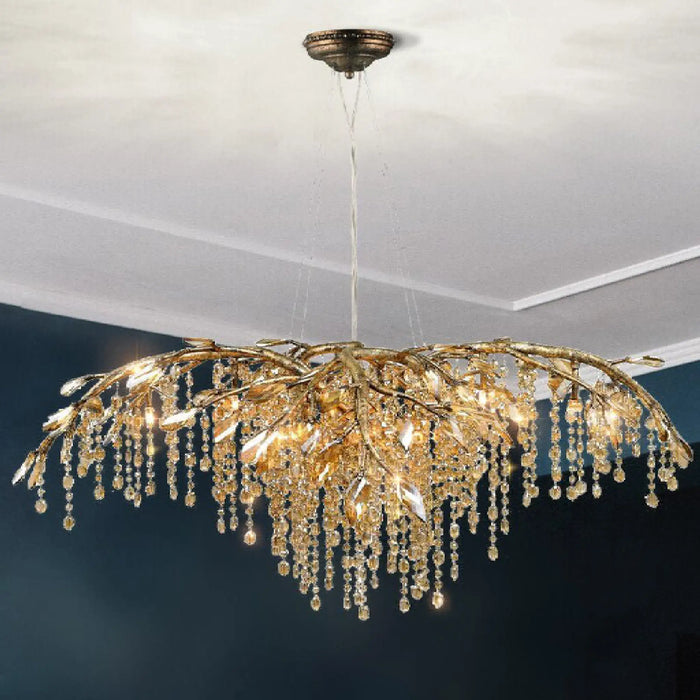 MIRODEMI® Alfiano Natta | Wonderful Luxury Gold/Chrome Vintage Crystal Hanging Lamp For Living Room
