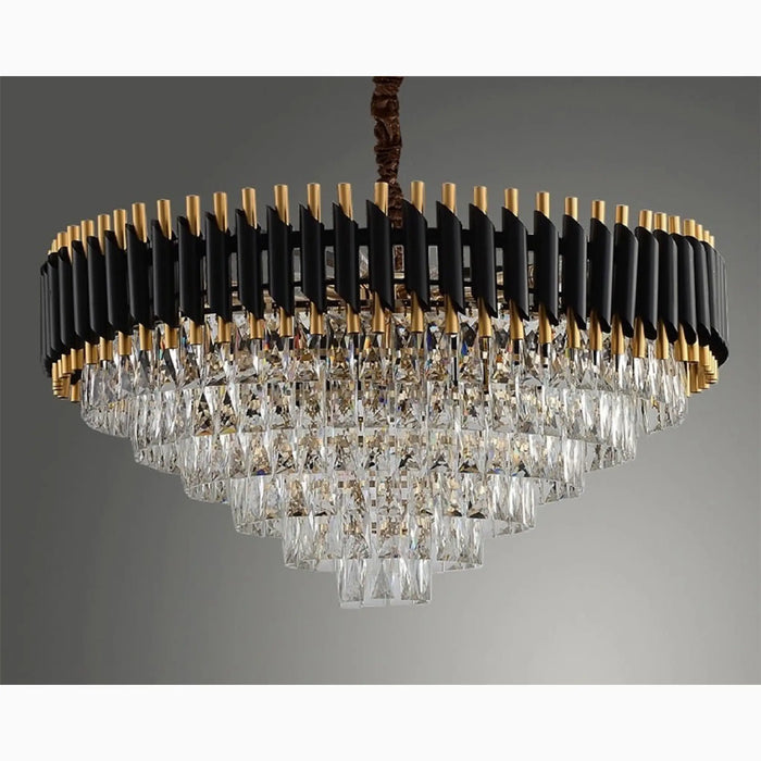 MIRODEMI® Alfonsine | Elite Luxury Black Crystal Led Hanging Chandelier For Living Room