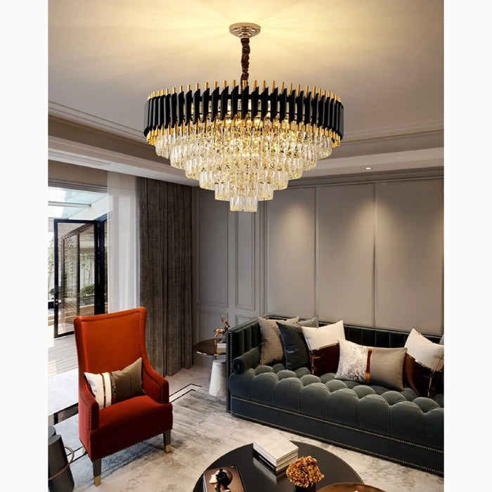 MIRODEMI® Alfonsine | Luxury Black Crystal Led Hanging Chandelier For Gorgeous Living Room