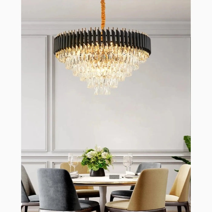 MIRODEMI® Alfonsine | Luxury Black Crystal Led Hanging Chandelier For Classy Living Room