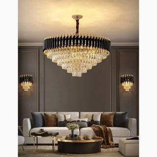 MIRODEMI® Alfonsine | Luxury Black Crystal Led Hanging Chandelier For Classy Living Room