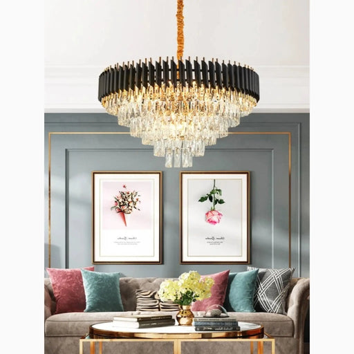 MIRODEMI® Alfonsine | Luxury Black Crystal Led Hanging Chandelier For House
