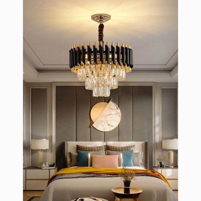 MIRODEMI® Alfonsine | Luxury Black Crystal Led Hanging Chandelier For Bedroom
