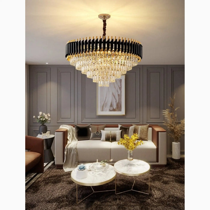 MIRODEMI® Alfonsine | Luxury Black Crystal Led Hanging Chandelier For Stylish Living Room