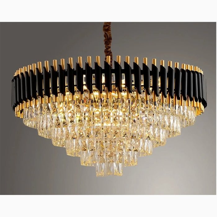 MIRODEMI® Alfonsine | Luxury Black Crystal Led Hanging Chandelier For Classy Living Room