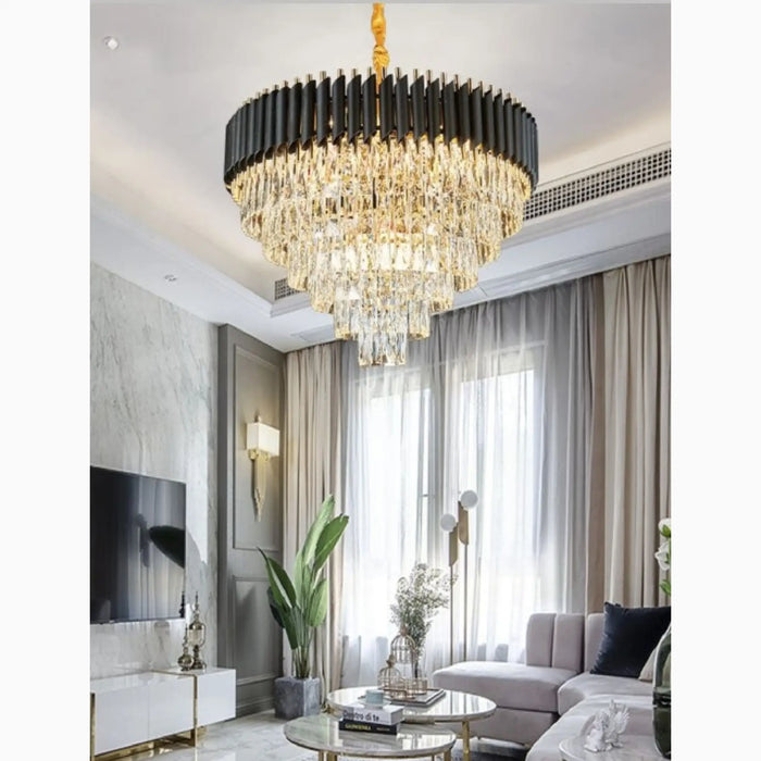 MIRODEMI® Alfonsine | Luxury Black Crystal Led Hanging Chandelier For Home