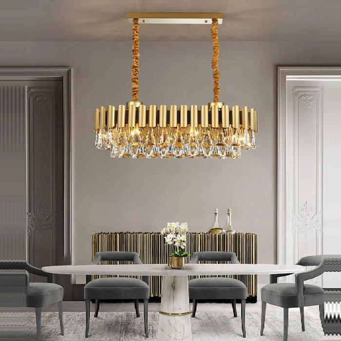 MIRODEMI® Algeciras | Wonderful Luxury Rectangle Gold Crystal Chandelier For Kitchen, Living room