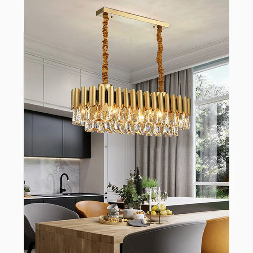 MIRODEMI® Algeciras | Luxury Rectangle Gold Crystal Chandelier For Kitchen, Living room