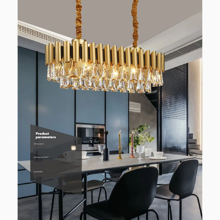 MIRODEMI® Algeciras | Luxury Exclusive Rectangle Gold Crystal Chandelier For Kitchen, Living room
