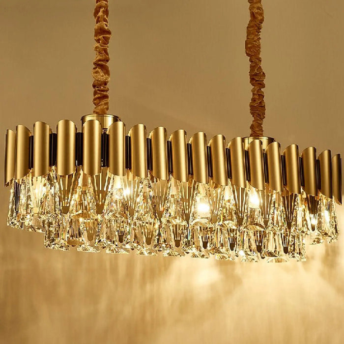 MIRODEMI® Algeciras | Exceptional Luxury Rectangle Gold Crystal Chandelier For Kitchen, Living room