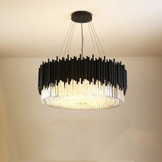 MIRODEMI® Alghero | Luxury Drum Black Crystal Hanging Chandelier for Bedroom