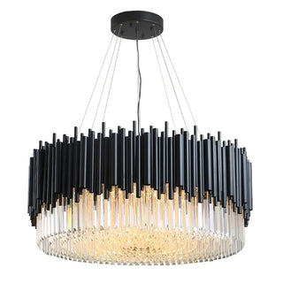 MIRODEMI® Alghero | Luxury Drum Black Crystal Hanging Chandelier for Bedroom