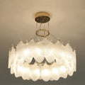 MIRODEMI® Algua | Round Gold Leaf White Frosted Glass Chandelier for Living Room