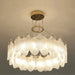 MIRODEMI® Algua | Aesthetic Round Gold Leaf White Frosted Glass Chandelier for Living Room