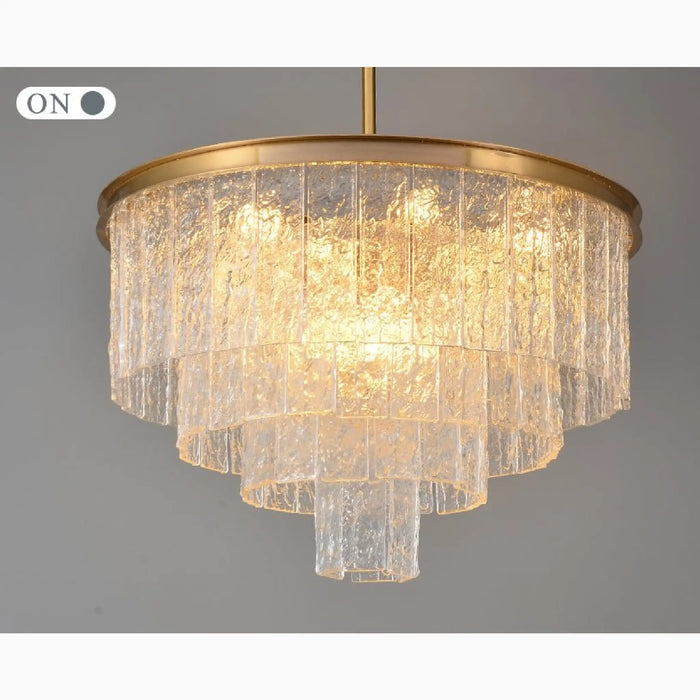 MIRODEMI® Alife | Gold Modern Frosted Glass Chandelier for Dining Room Turned On 