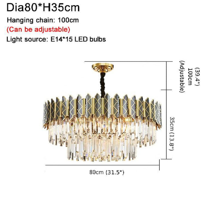 MIRODEMI® Alimena | Gold/Black Crystal Modern LED Chandelier For Living Room Adjustable