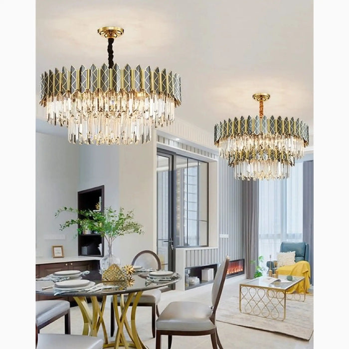 MIRODEMI® Alimena | Gold/Black Crystal Modern LED Chandelier For Dining Room