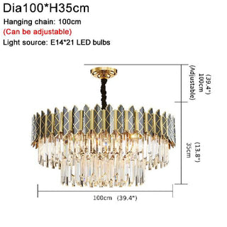 MIRODEMI® Alimena | Gold/Black Crystal Modern LED Chandelier For Living Room Sizes