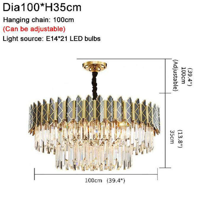 MIRODEMI® Alimena | Gold/Black Crystal Modern LED Chandelier For Living Room Sizes