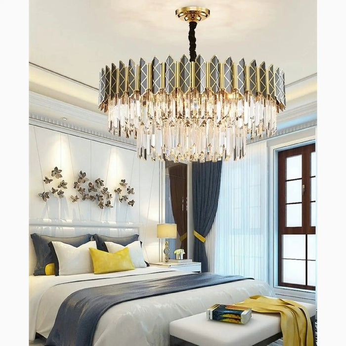 MIRODEMI® Alimena | Gold/Black Crystal Modern LED Chandelier For Bedroom