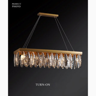 MIRODEMI Alluvioni Cambiò Rectangle Posh Gold Modern Crystal Chandelier Lights On