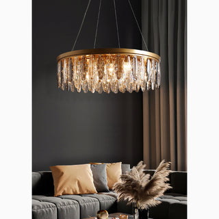 MIRODEMI Allumiere Modern Posh Drum Gold Crystal Chandelier For Hall