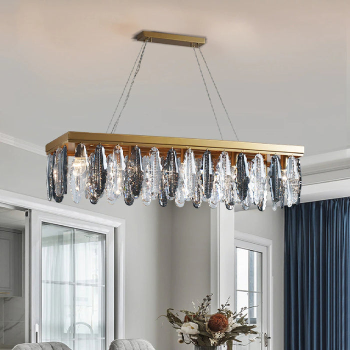 MIRODEMI Alluvioni Cambiò Rectangle Posh Gold Modern Crystal Chandelier For Living Room
