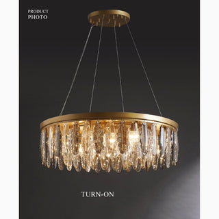 MIRODEMI Allumiere Modern Posh Drum Gold Crystal Chandelier Round Lights On