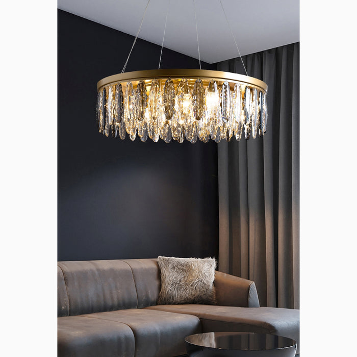 MIRODEMI Allumiere Modern Posh Drum Gold Crystal Chandelier For Living Room