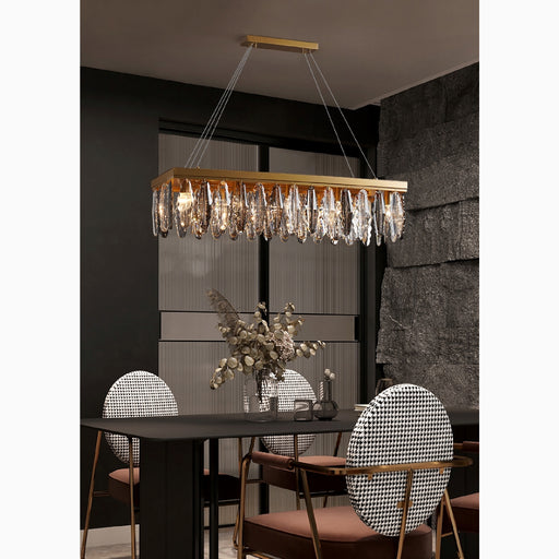 MIRODEMI Alluvioni Cambiò Rectangle Posh Gold Modern Crystal Chandelier For Dining Room