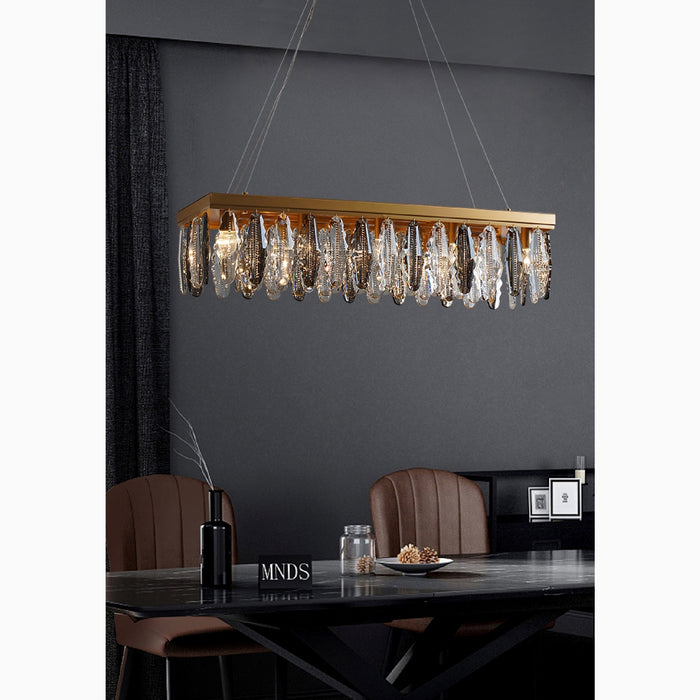 MIRODEMI Alluvioni Cambiò Rectangle Posh Gold Modern Crystal Chandelier For Kitchen