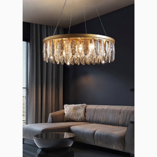 MIRODEMI Allumiere Modern Posh Drum Gold Crystal Chandelier For Living Room Decoration