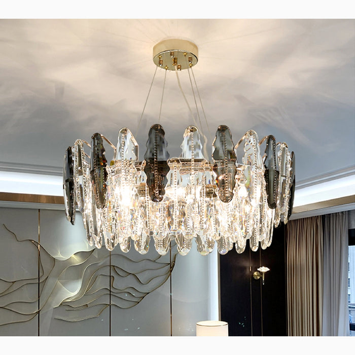 MIRODEMI Almè Elegant Lux Drum Gold Crystal Shine Chandelier For Bedroom