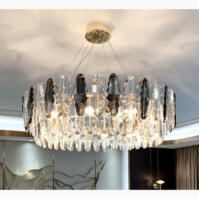 MIRODEMI Almè Elegant Lux Drum Gold Crystal Shine Chandelier For Dining Room