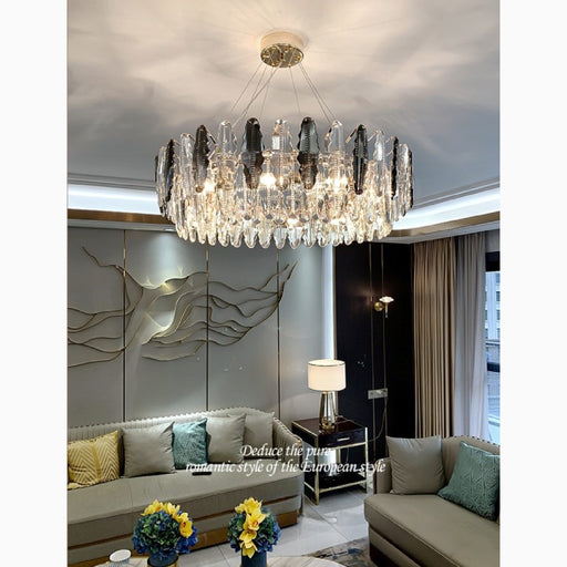 MIRODEMI Almè Elegant Lux Drum Gold Crystal Shine Chandelier For Living Room Decoration
