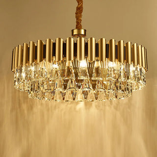 MIRODEMI® Almenno San Salvatore | Luxury Drum Gold Crystal Chandelier For Living Room