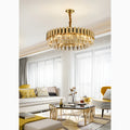 MIRODEMI® Almenno San Salvatore | Luxury Drum Gold Crystal Chandelier For Living Room