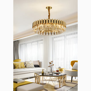 MIRODEMI® Almenno San Salvatore | Luxury Drum Gold Crystal Chandelier For Living Room