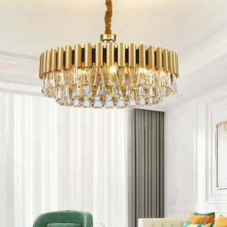 MIRODEMI® Almenno San Salvatore | Luxury Drum Gold Crystal Chandelier For Living Room