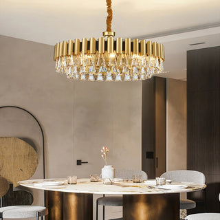 MIRODEMI® Almenno San Salvatore | Luxury Drum Gold Crystal Chandelier For Living Room