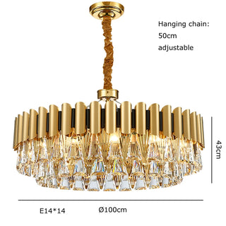 MIRODEMI® Almenno San Salvatore | Luxury Drum Gold Crystal Chandelier For Living Room