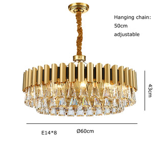 MIRODEMI® Almenno San Salvatore | Luxury Drum Gold Crystal Chandelier For Living Room